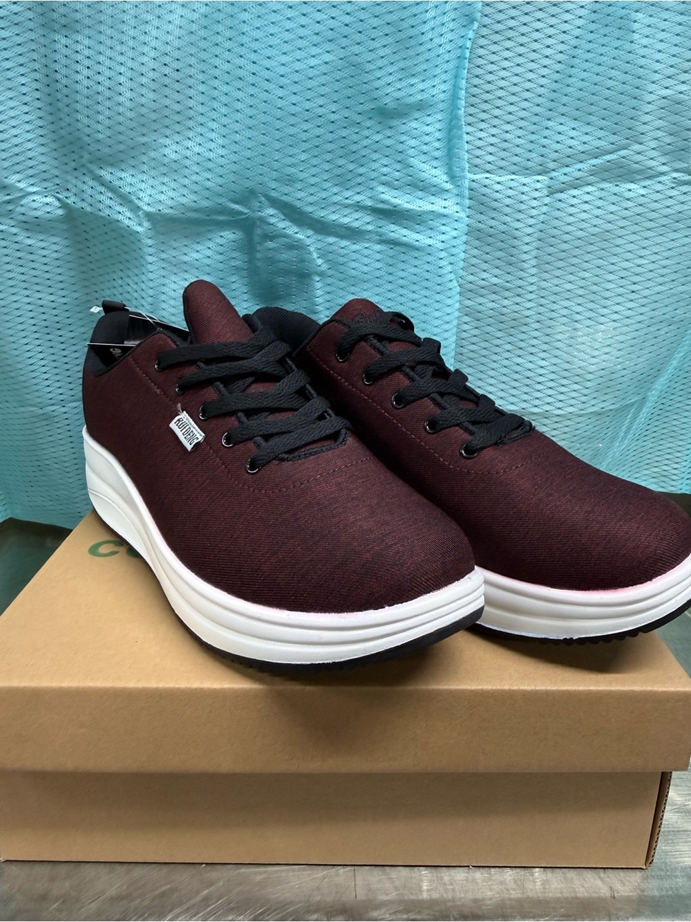 Women’s Burgundy Lace-Up Platform Sneakers with Cushioned White Sole